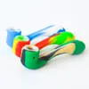 High Quality Mini Colored Silicone Hand Pipe Smoking Pipes with thick glass bowl oil rig