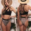 Ein Schulter Tanga Bikinis Mujer Bather High Cut Leopard Swimwear Frauen Biquini Bandeau Push Up Badeanzug Badeanzug