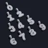 0-9 números de burbujas collar colgante para hombres mujeres hip hop diseñador de lujo bling diamante número colgantes de oro collares joyería gif171F