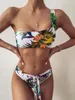Tragen Sie New Fashion Print Bikini Laceup Badeanzug Frauen Mädchen sexy zweiteilige Badeanzug Set Schwimmkostüm Badeanzug Split Badeanzug GX