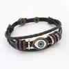 Punk Turkish Evil Eye Bracelets Wristband Female Genuine Leather Bracelet Ethnic Vintage Jewelry For Women Men Bijouterie 10479