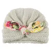 New Bebés Meninas Gorro bonito Florals bowknot crianças Headwear Crianças Crianças de malha Gorros Crânio Caps Chapéus Crianças Chapéus 8 cores