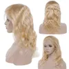 Péruvien Cheveux Humains Avant de Lacet Perruque Blonde Couleur 613 # Vierge Cheveux Corps Vague Perruques 10-32 pouces Pas Cher Cheveux Produits