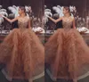 Bling Top Sequed a Line Champagne Evening Dresses 2020 Sweetheart Neck Sexy Tulle Long Ruffles Dort Orvics Orgens Second
