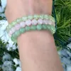 MG0307 8 mm naturligt grönt Aventurine Armband Set Rose Quartz Gemstone Stack Armband Chakra Wrist Mala Yoga Armband