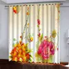 European flower plant Blackout Curtains For Living Simple flowers Room Bedroom 3D Curtain Window Modern Home Decor KTV Hotel Drapes