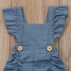 Baby Girl Rompers ins girls monos de mezclilla sin espalda infantil ropa de escalada fly manga trajes infantiles verano ropa de bebé DHW3145