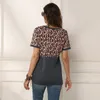 Leopard T-shirt Women Patchwork Top Summer Short Sleeve Tee Shirts Women Clothes 2020 New Tie Tops Tee Female 2XL Tee