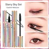 QIC Starry Sky Liquid Eyeliner Mascara Kit 속눈썹 브러시 확장 메이크업 검은 방수 마스카라 아이 라이너 펜 속눈썹 긴 두꺼운 8603491