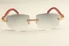 Новые солнцезащитные очки роскошной моды Ultra Ultra Light T35240157 Маленькая рама Натуральные резные деревянные солнцезащитные очки.