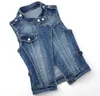 Plus maat 4xlcotton dames denim vest casual korte slanke waistcoats jeans mouwloze tanktops