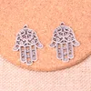 34pcs encantos de proteção mão hamsa palma 24 * 35 milímetros Antique ajuste Fazendo pendente, prata tibetana do vintage, DIY Jóias Handmade