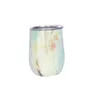 Marble wine glasses 12oz Wine Tumbler stainless steel tumble double wall Vacuum insulated tumblers With Lid Travel cup wine glass