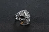 Smoking Pipe Biker Men's Rings Rock Punk Skull Ring Titanium Steel Clear Zircon Eye Plating Rings Men Jewelry