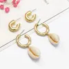 Fashion coreano oro d'oro 2 colori cerchi Orecchini a conchiglia a cerchio per donne bijoux gioielleria femminile gioiello gif