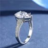 Clear CZ Big Diamond Gocce d'acqua ANELLO Argento sterling 925 placcato Anelli a goccia per le donne Ragazze Regalo di nozze Gioielli Scatola al dettaglio6879819