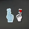 Finger сердца Силиконовые Mold Любовь руки, показывая силиконовые формы Гибкий Ruber DIY Гипс мыло Клей Формы автомобилей Главная Ювелирные украшения