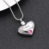 IJD10034 Mom Love You Forever Heart Cremation Necklace Red Stone Inlay Funeral Urn Ashes Holder Human Cremation Casket for Loved O238H