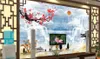 Flowing water marble plum blossom ink Photo Wallpapers For Wall 3 d Living Room Bedroom Shop Bar Cafe Walls Murals Roll Papel De Parede