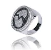 Mens Broken Heart Ring Silver Black Two Tone Cubic Zirconia Micro Pave Diamonds Hip Hop Ring with gift box size7-11313J