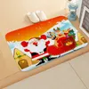 Christmas Bathroom Non-slip Mat Merry Christmas Santa Moose Bathroom Water Absorbent Non-slip Pad Xmas New Year Red Elk Floor Mat