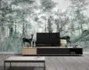 Foto Tapeta 3d Stereo Nordic Forest Elk Dream Marmur Mural Mural Salon Sypialnia Backdrop Wall 3D Mural Papiery ścienne