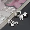 Hart Cross Charm Armbanden voor Vrouwen 925 Sterling Verzilverd Mode Lock Star Moon Diamond Link Chain Girl Gift Jewelry met stempel 21cm