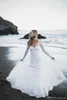 Современный Boho пляж с длинным рукавом Полное Кружева Свадебное платье Аппликации Backless Bohemian свадебное платье свадебное платье vestidos де Novia халат де marié
