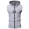 Summer Casual Mens Solid Sleeveless Sports T-Shirt Hooded Tank Top Hoodies Tee Men Bodybuilding Fitness Tops J1906186