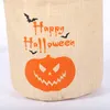 Halloween canvas snoeptas met lichte handtas Halloween Kid Geschenktas Schedel Pompoen Gedrukte Organisator Zak Pouch Party Supply Prop V9871141