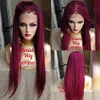 New blackpink red color Crochet braided wig long box braids full lace front wig Synthetic Braiding Hair for black women6287092