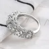 Holiday Gift 925 silver genuine White Zircon Topaz Gems Rings Lover Rings Wedding Party Rings Free shipping