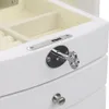 WACO Jewelry Organizer, Modern 7 Layers 6 Drawers Mirror Wooded Handcrafted Jewelries Box Case Storage Rack Shelf Display Armoire White