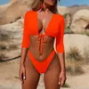 Badmode voor Vrouwen Bikini Set 2019 Sexy Lange Mouw Bikini Badpak Vrouw Strand Biquini Zomer Hoge Cut Zwemkleding Bathin8687358