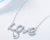 Mode- S925 Sterling Silber Halskette einfache Kristall LOVE Schlüsselbeinkette