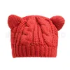 Cappelli lavorati a maglia con orecchie di gatto da donna Cappelli eleganti con berretto da coniglio da donna Moda all'aperto Cappello da sci da viaggio invernale caldo femminile TTA14979866944
