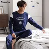 Conjunto de ropa de dormir para hombre de buena calidad, conjunto de pijama de primavera de manga larga para hombre, cómodos pijamas de algodón para hombre, ropa de dormir de ocio