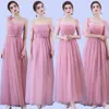 Blush Rosa Longo Tulle Dama de Honne Dos Vestidos De Casamento Vestido De Casamento com Praças 2019 Robe Demoiselle d'Honneur