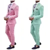 Ternos do casamento dos homens smoking Mint Green Beach pico lapela Slim Fit Formal Casal preto Prom Pink Party Two Pieces Terno (camisa + calça)