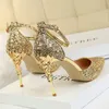 Zapatos brillantes de diseñador para mujer, cómodos zapatos de novia para boda, sandalias de tacón alto para boda, fiesta nocturna, graduación Wear332F