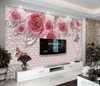 Papel tapiz fotográfico personalizado Murales 3D estereoscópicoBeautiful romántico rosa joyería sala de estar TV Fondo de pared Papeles decoración