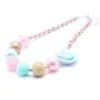 Nyaste Design Lt Blå Färg Beaded Kid Chunky Necklace Party Gift BubbleGume Bead Chunky Necklace Smycken för barnflicka