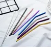 Drinking Straws Barware Bar Accessories Colorful 304 Stainless Steel Metal 8.5 9.5 10.5 Inch 215mm 241mm 266mm Straight/Bent Reusable