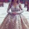 Dresses Sparkly Ball Gown Wedding Dresses Sheer Neck Sequins Beaded Tulle Long Sleeves Backless Wedding Gowns Plus Size Bridal Dresses HY4