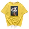 2020 95% Cotton Bloom Flower Feather Women T -shirt Summer Short Sleeve Round Neck Harajuku Printing Tee Casual Fashion Female Tops