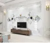 Пользовательские фреска обои 3d современный минималистский Джаз белый мрамор геометрическая площадь Гостиная Спальня фон украшения стены обои