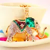 Rhinestone Animal Elephant Pendant Keyring New Arrival Enamel Crystal Keychain Charms Lobster Clasp Car Key Chains Key Ring Craft