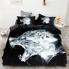 set Set biancheria da letto con stampa 3D personalizzato, set copripiumino King/Europa/USA, set piumino/trapunta/coperta, biancheria da letto con lupo al chiaro di luna per animali