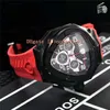 Top Sport Horloge Racing Auto Horloge Japan Quartz Chronograph Shield PVD Zwart 316L Rvs Case Sapphire Crystal Rubberen riem