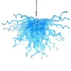 Lampor europeiska ljuskronor ljus blå färg LED-lampor 28 inches handblåst glas hänge ljus modern kristall ljuskrona belysning